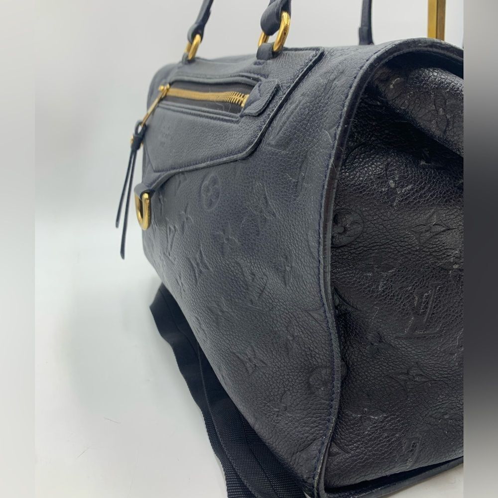 Auth Louis Vuitton Large Lumineuse PM Monogram Navy Blue Leather Tote Preloved - Picture 8 of 16